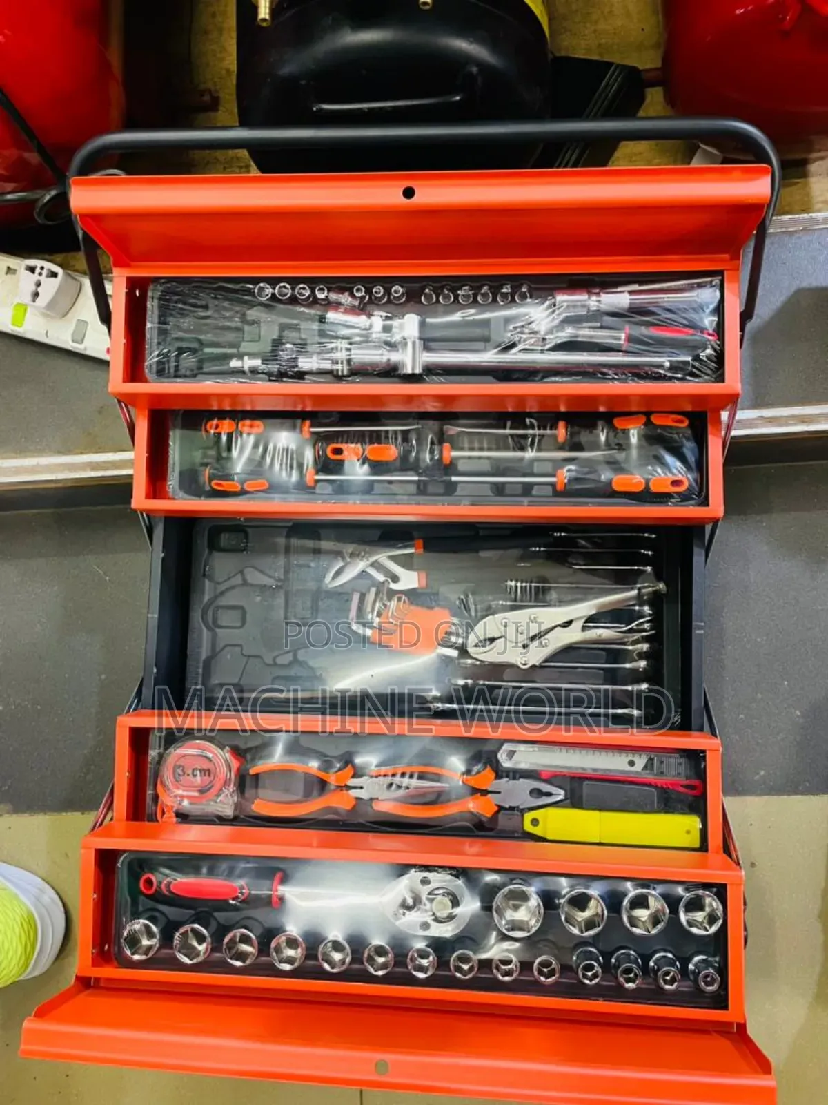Toolbox/Toolset (Orange) With Pliers and Socket Set