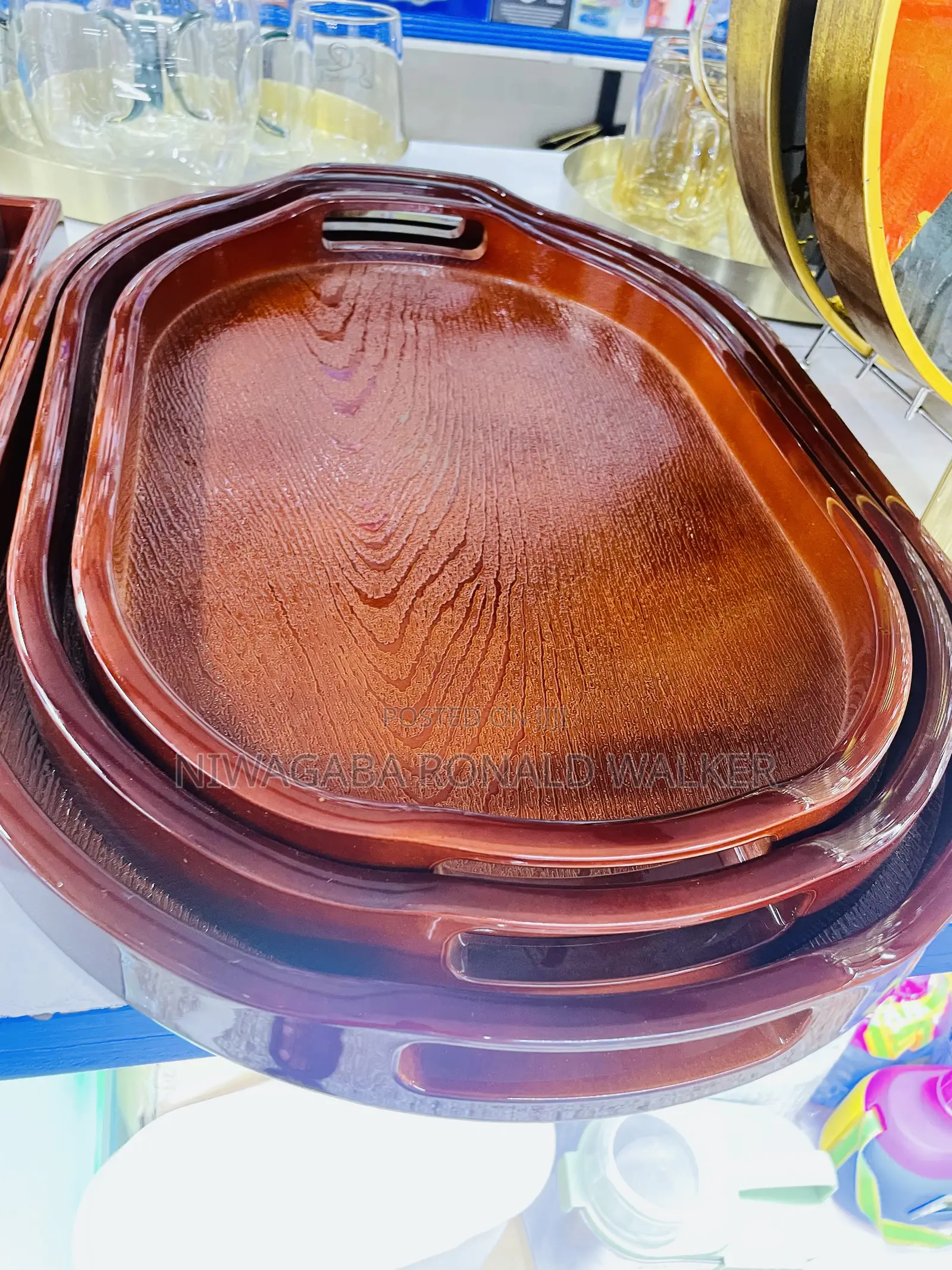3pc Set of Multi-Functional Bamboo Trays Both Square/Round
