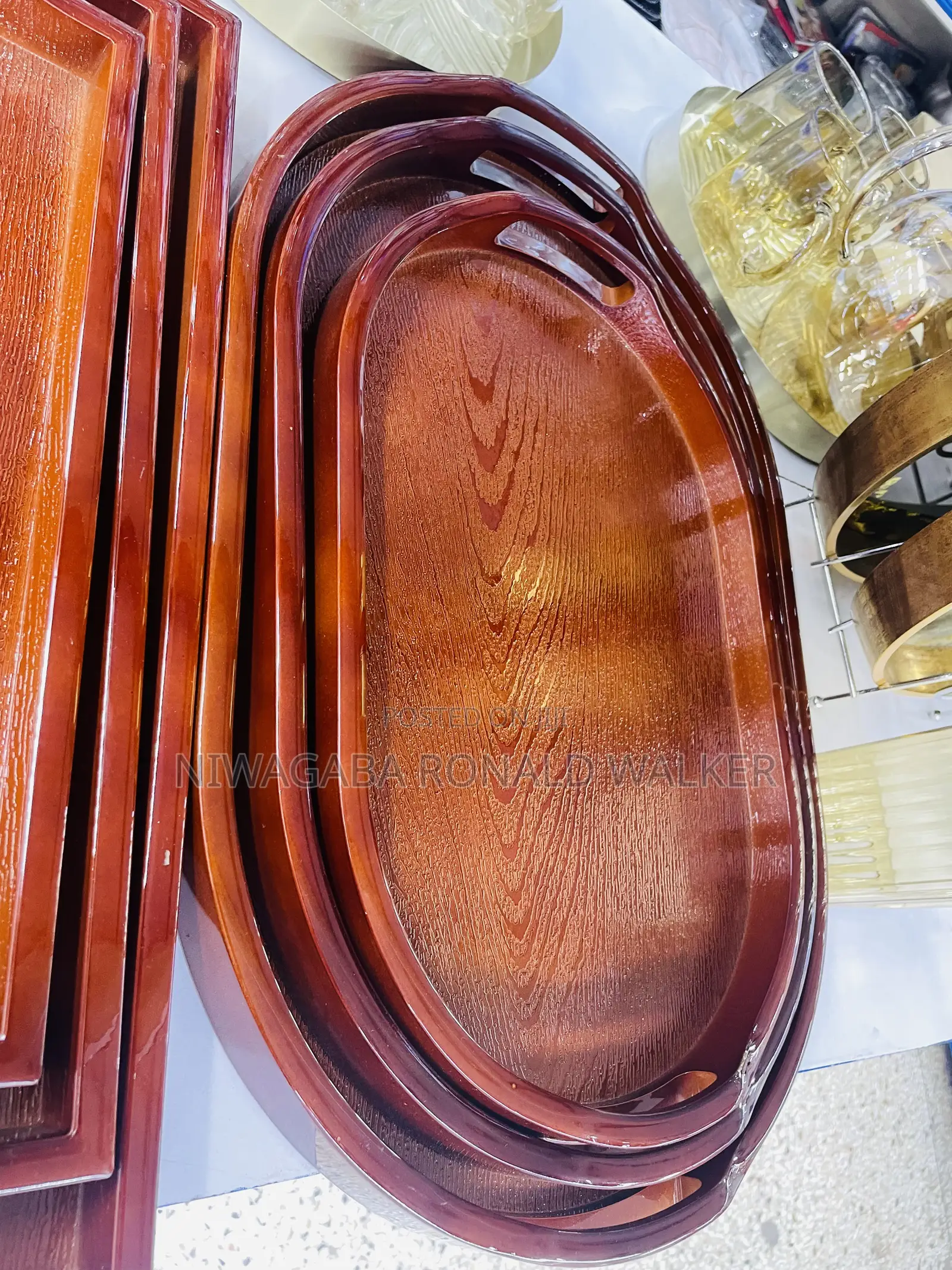 3pc Set of Multi-Functional Bamboo Trays Both Square/Round