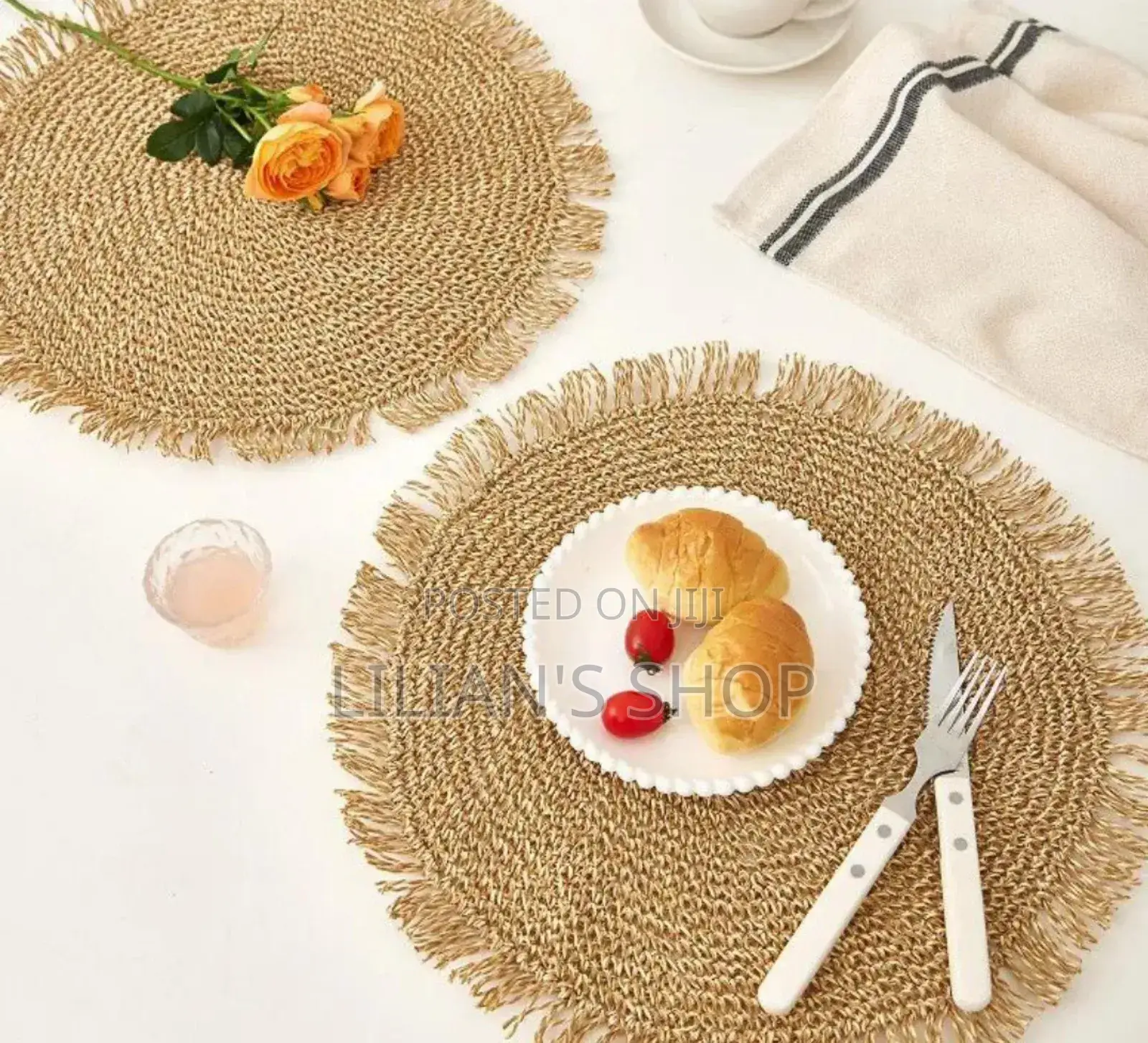 6pcs Natural Woven Decorative Placement Mats