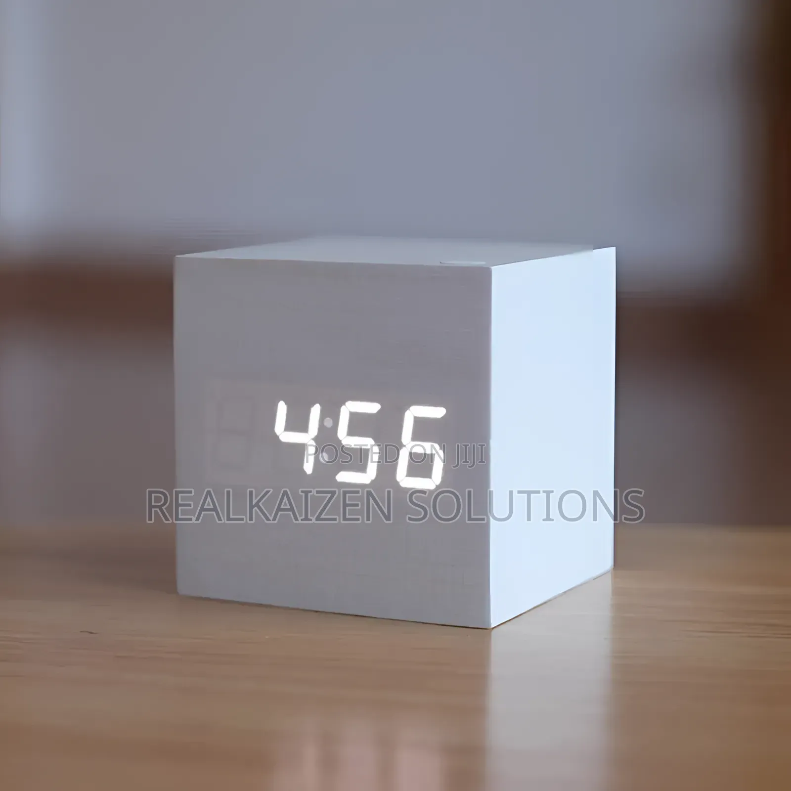 Wooden Style Cubic Square White LED Digital Alarm Clock