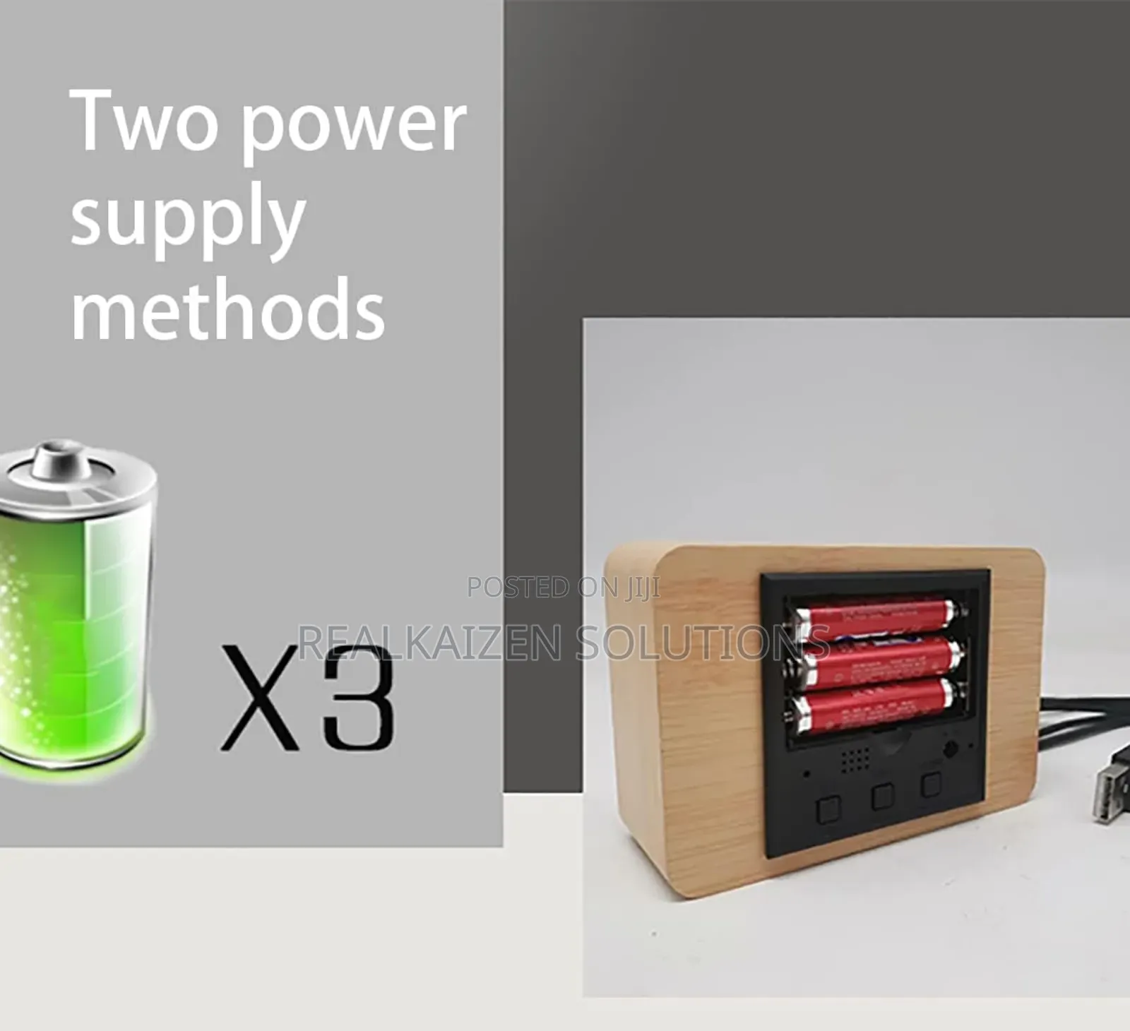 Wooden Style Cubic Square White LED Digital Alarm Clock