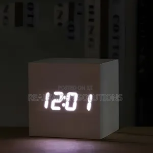 Wooden Style Cubic Square White LED Digital Alarm Clock