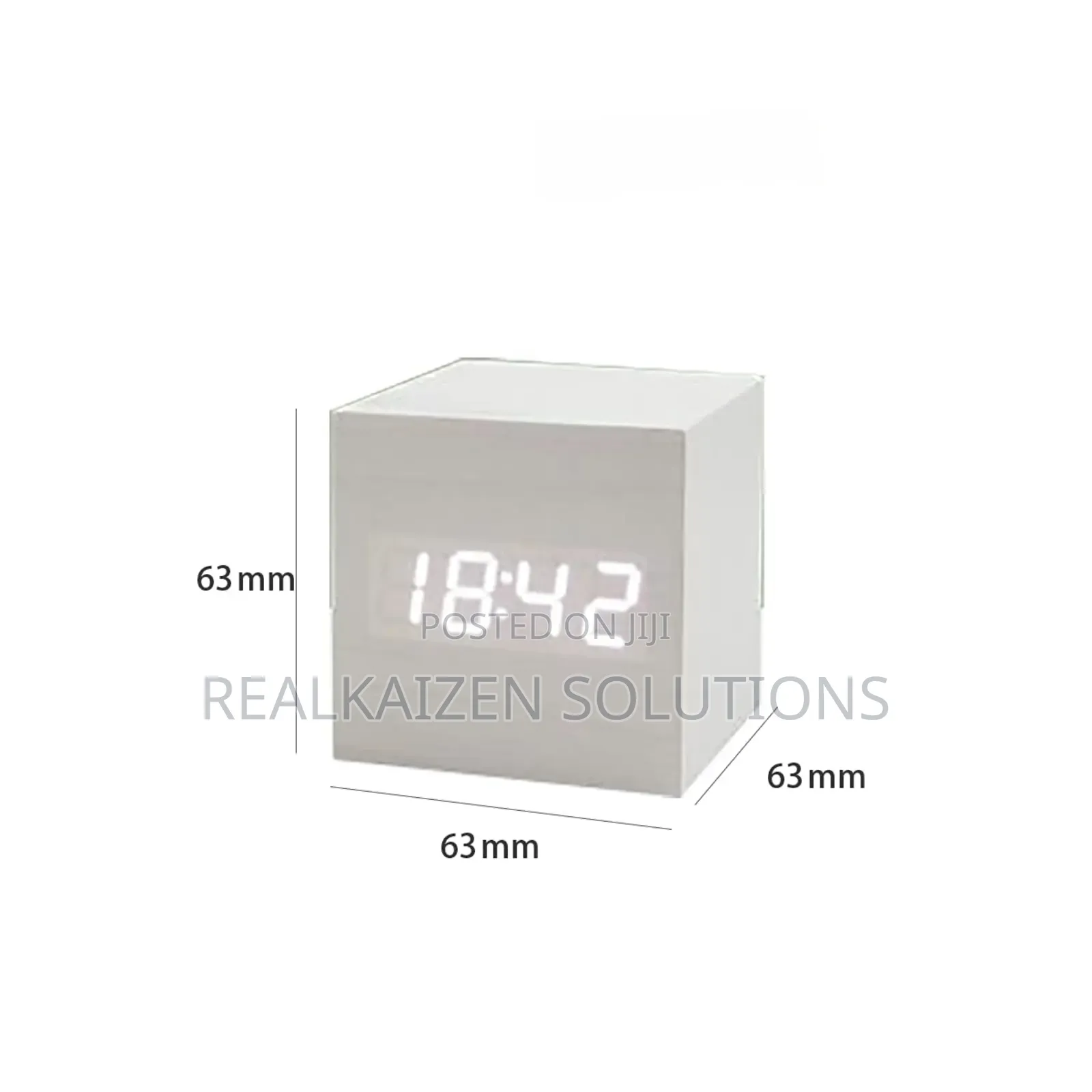 Wooden Style Cubic Square White LED Digital Alarm Clock