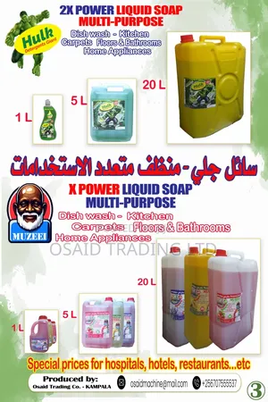 High Quality Detergents , Liquid Soap, Bleach, Flash Etc