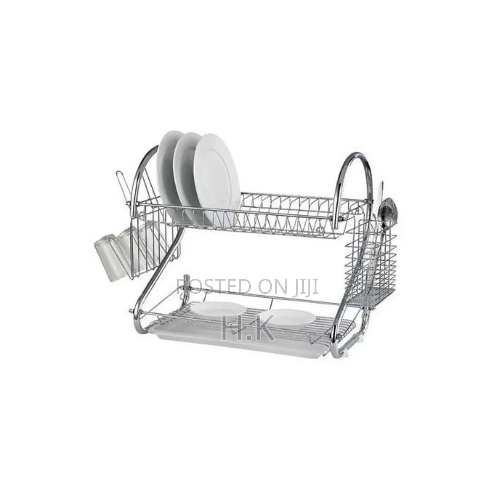 2 Tier Plate Dish Drying Draining Rack Storage Organizer