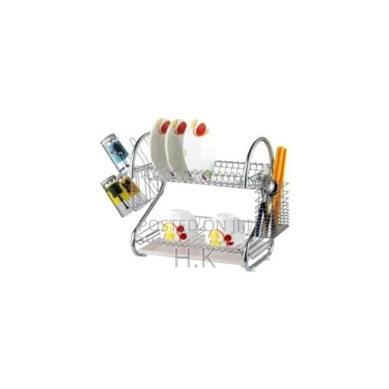 2 Tier Plate Dish Drying Draining Rack Storage Organizer