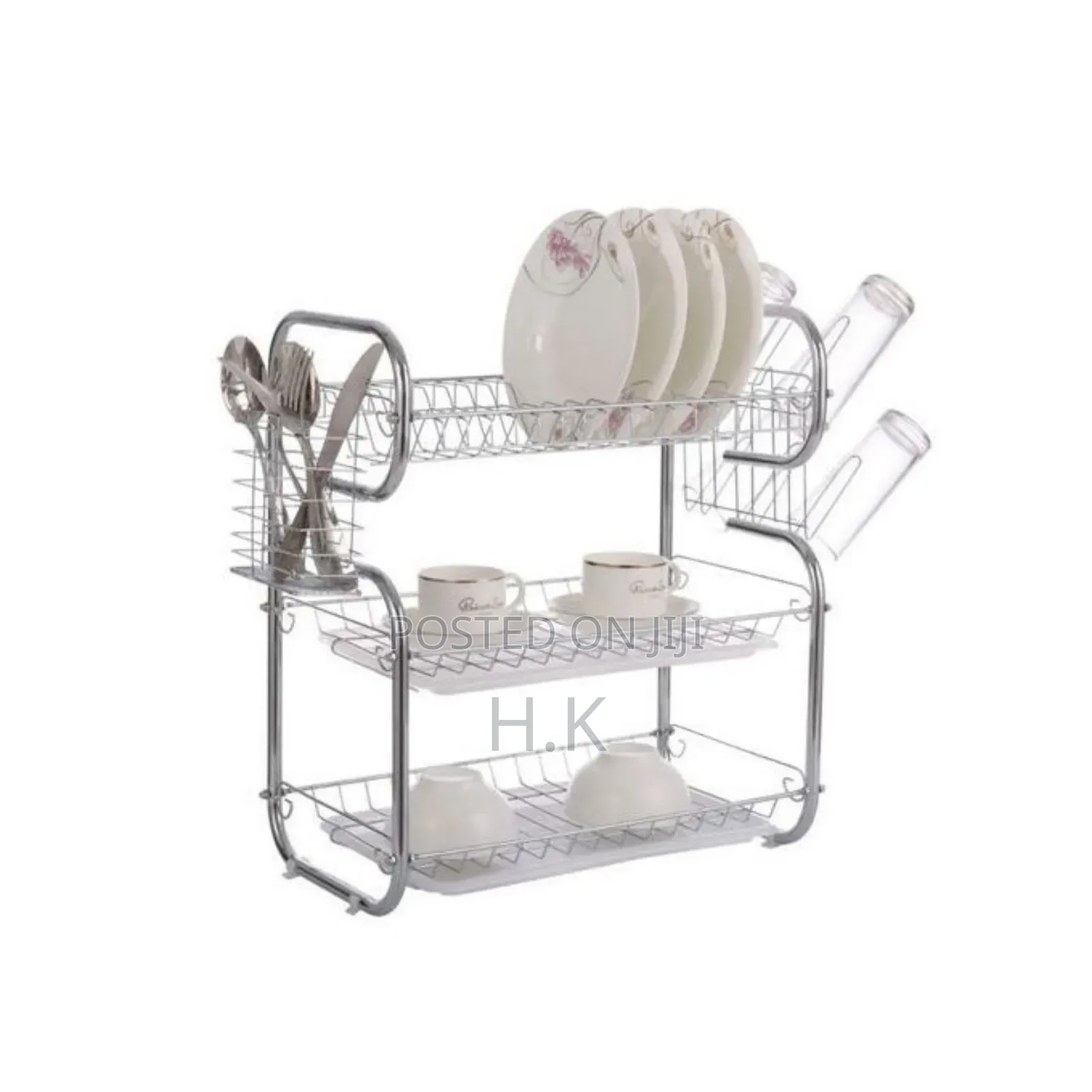 3 Tier Stainless Steel Dish Draining Rack - Silver