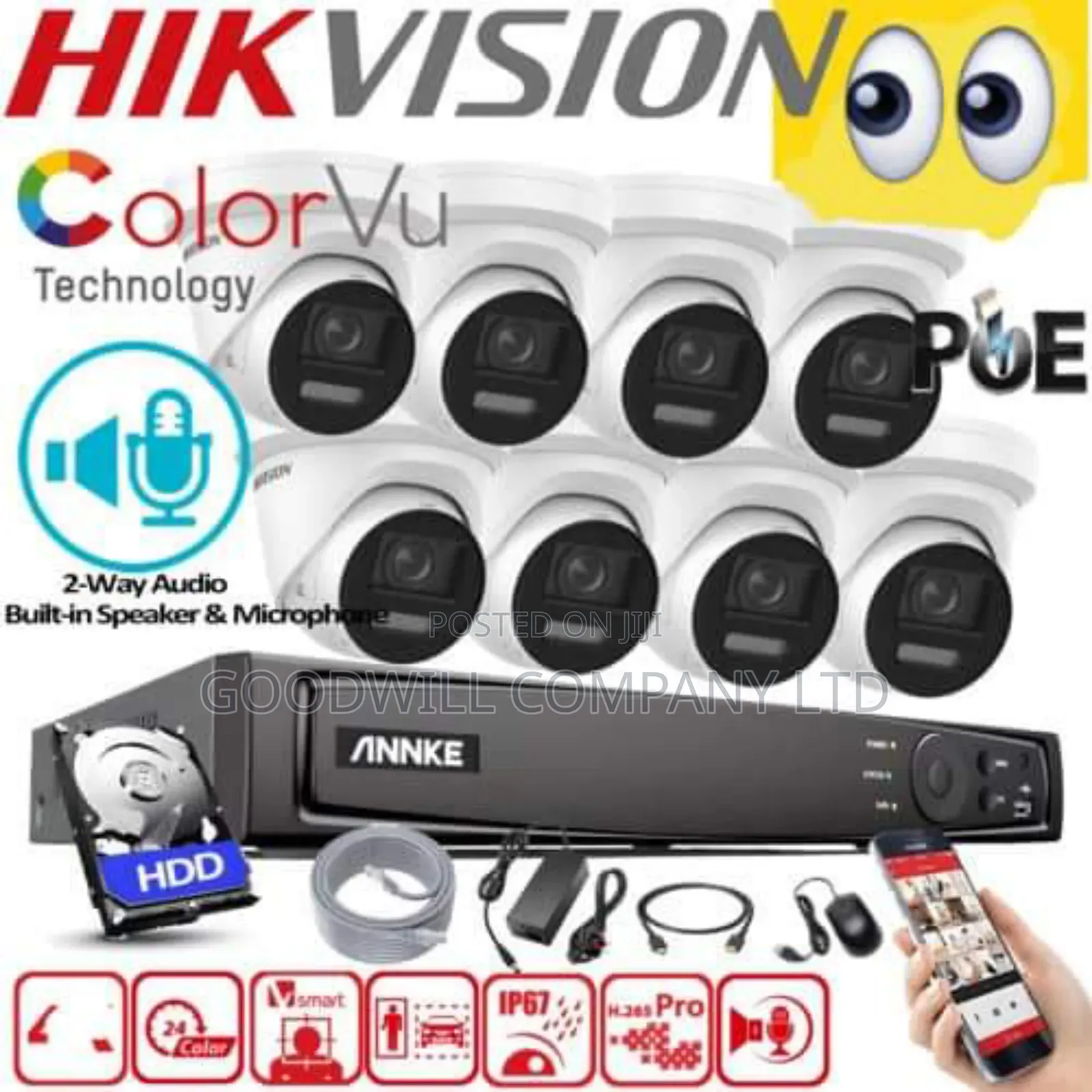 8 Channel Color Vu CCTV Camera 20m Distance at Goodwill