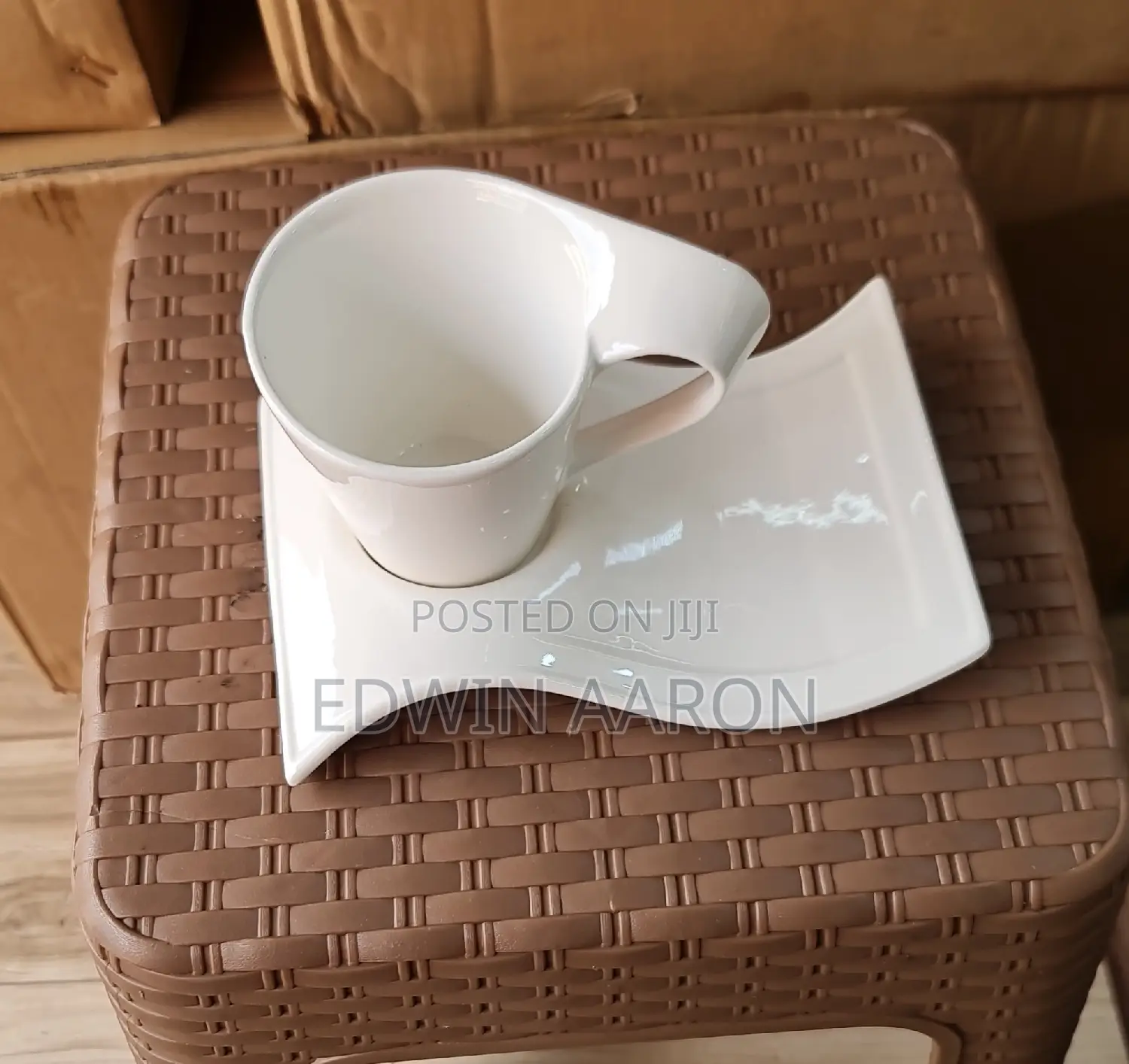 Wavy Coffee Cup and Saucer (200mls /White) 24pcs