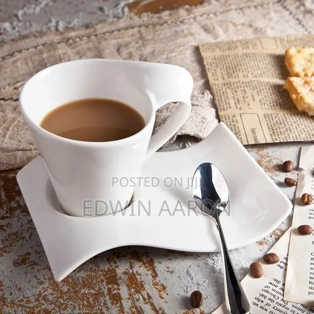 Wavy Coffee Cup and Saucer (200mls /White) 24pcs