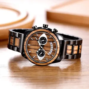 Smiley Face Wooden Watch/Men Luxury Quartz Wood Watch