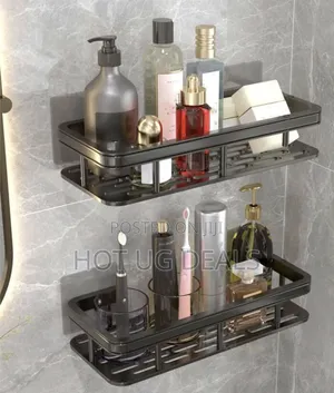 2pc Aluminum Bathroom Storage Rack, Classic Wall Mounted