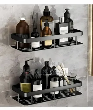 2pc Aluminum Bathroom Storage Rack, Classic Wall Mounted