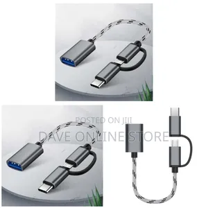 Type-C Male + Micro Usb Male Female Otg Adapter - Black