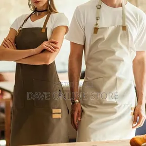 Waterproof Canvas Cooking Chef Kitchen Aprons With 2 Pockets
