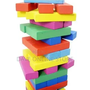 Wooden Jenga Blocks Game Play Multicolored