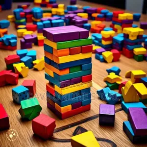 Multi Coloured Jenga Playing Blocks