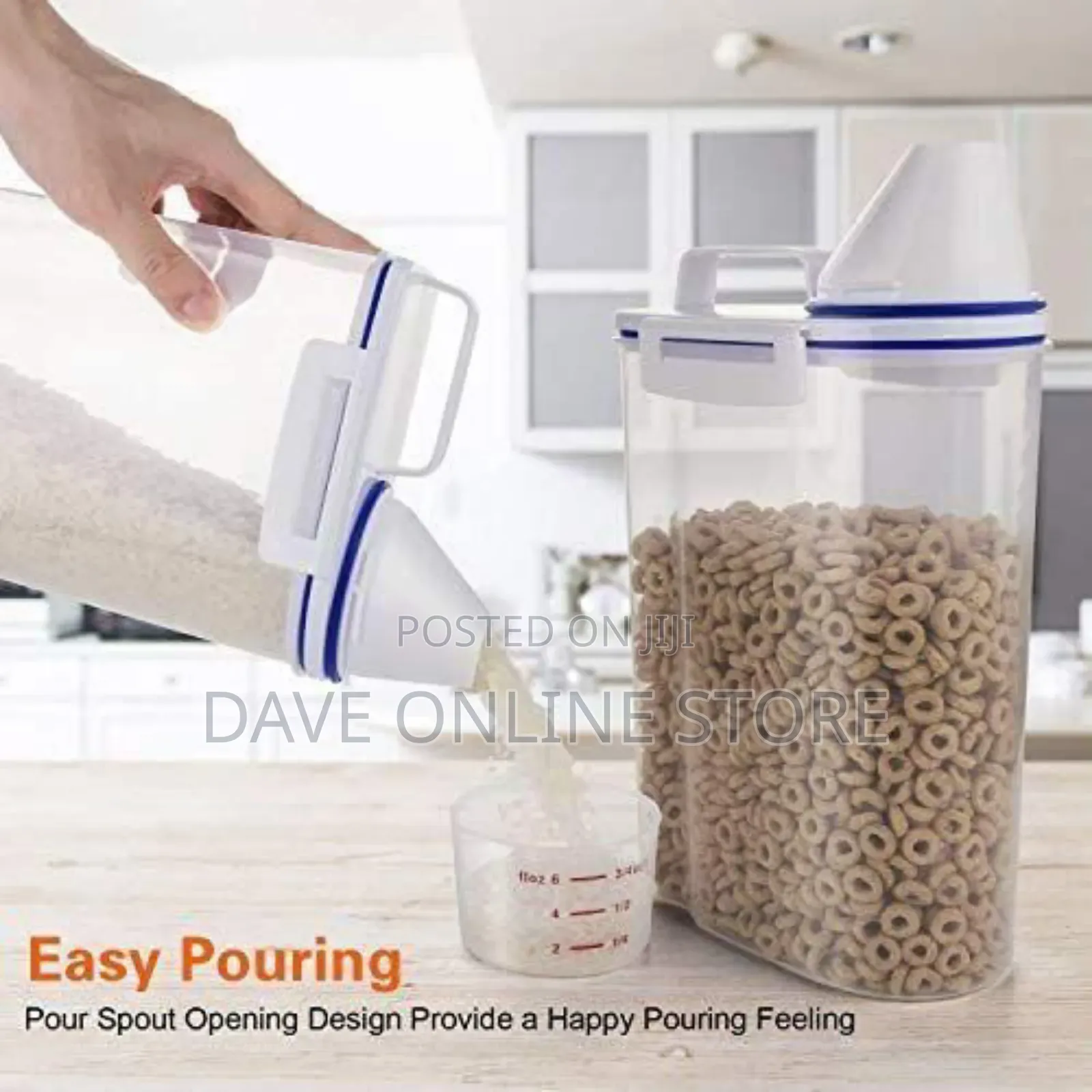 2 Litre Plastic Food Storage Rice Cereal Container Bin,White