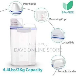 2 Litre Plastic Food Storage Rice Cereal Container Bin,White