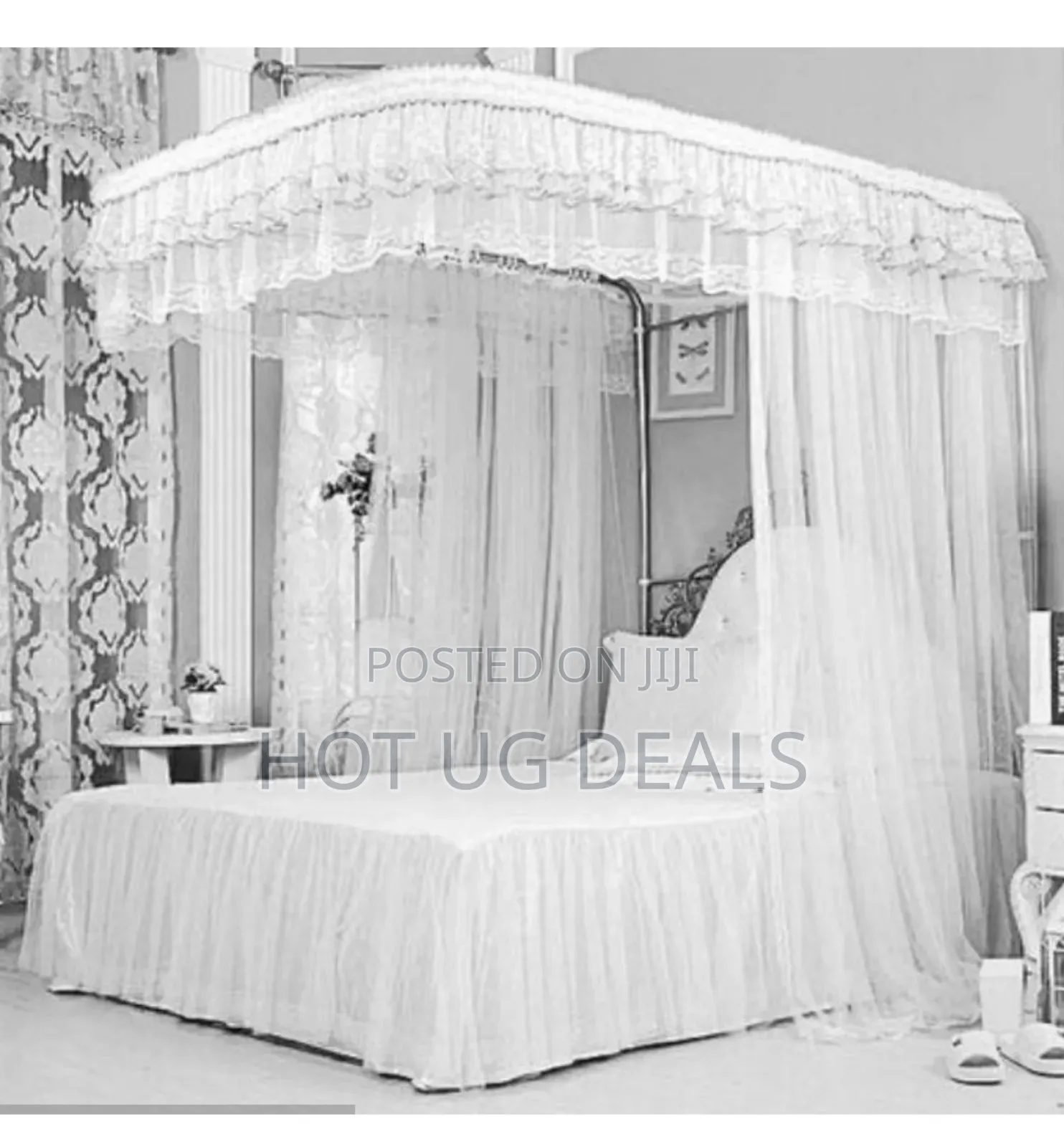 5x6 Two Stand Railed Mosquito Net - White, Top Design Vary