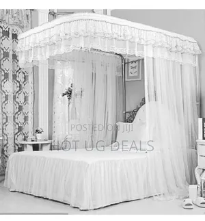 5x6 Two Stand Railed Mosquito Net - White, Top Design Vary