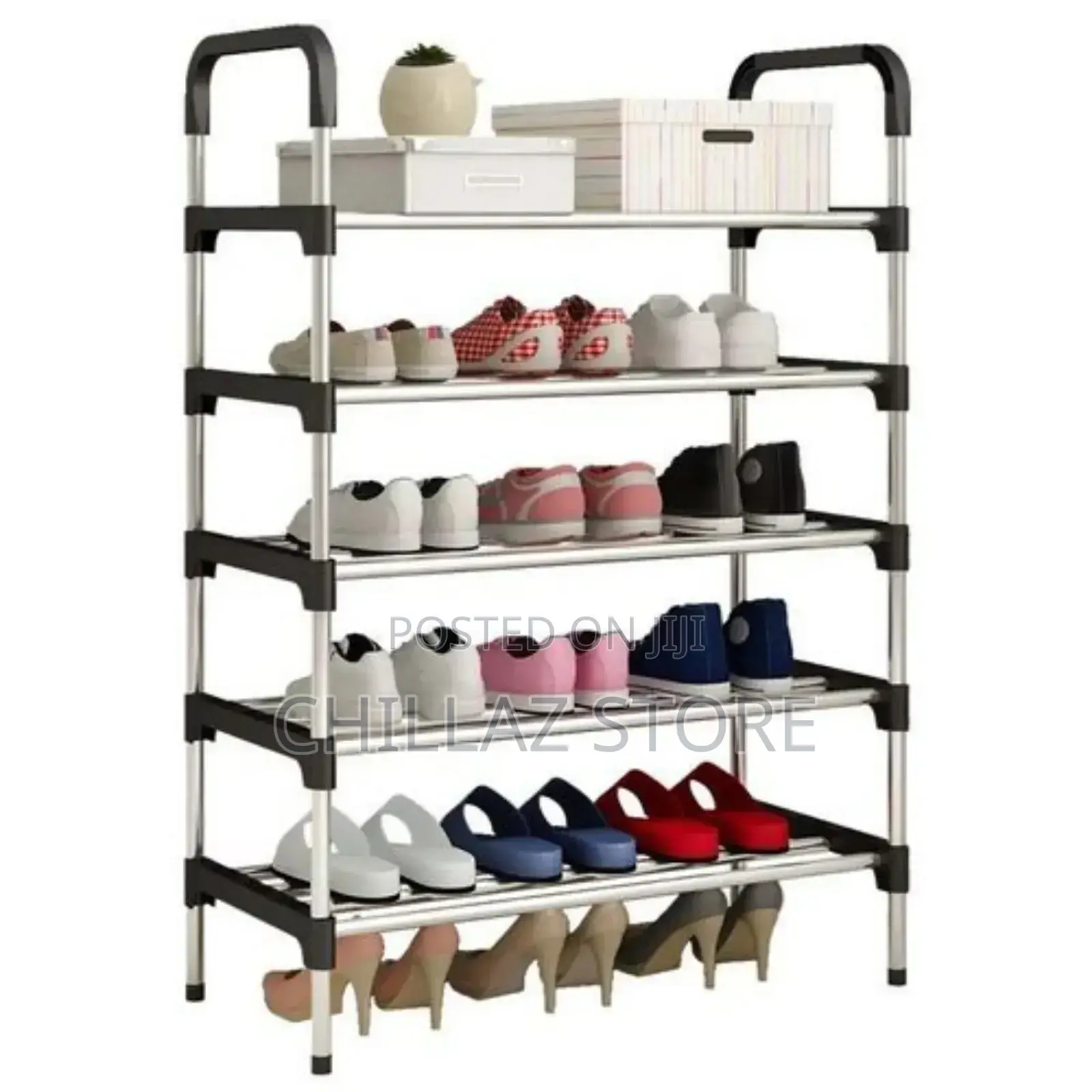Metallic 5 Layer Shoe Rack