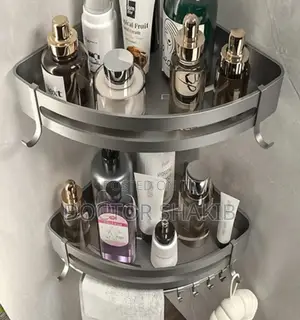 New 2 Sets of Stainless Steel Bathroom Shelves With Hooks