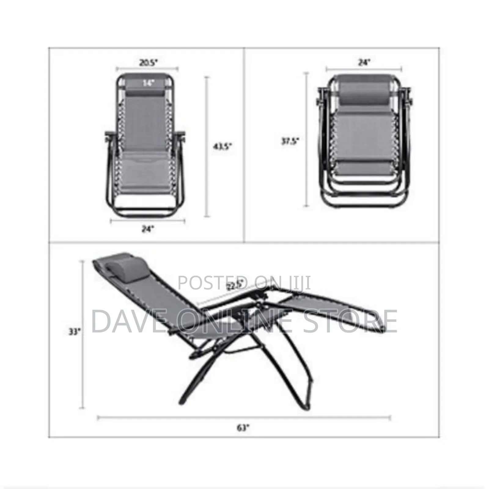 Genuine Foldable Beach Chair - Black,Brown