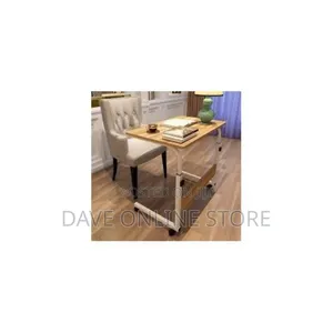 Adjustable Rollable Table - Brown and White
