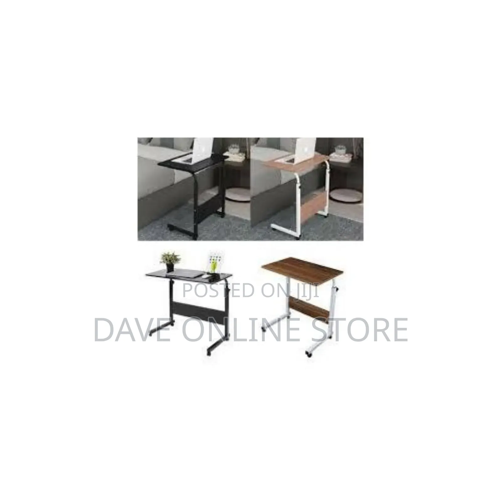 Adjustable Rollable Table - Brown and White