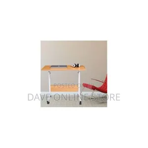 Adjustable Rollable Table - Brown and White