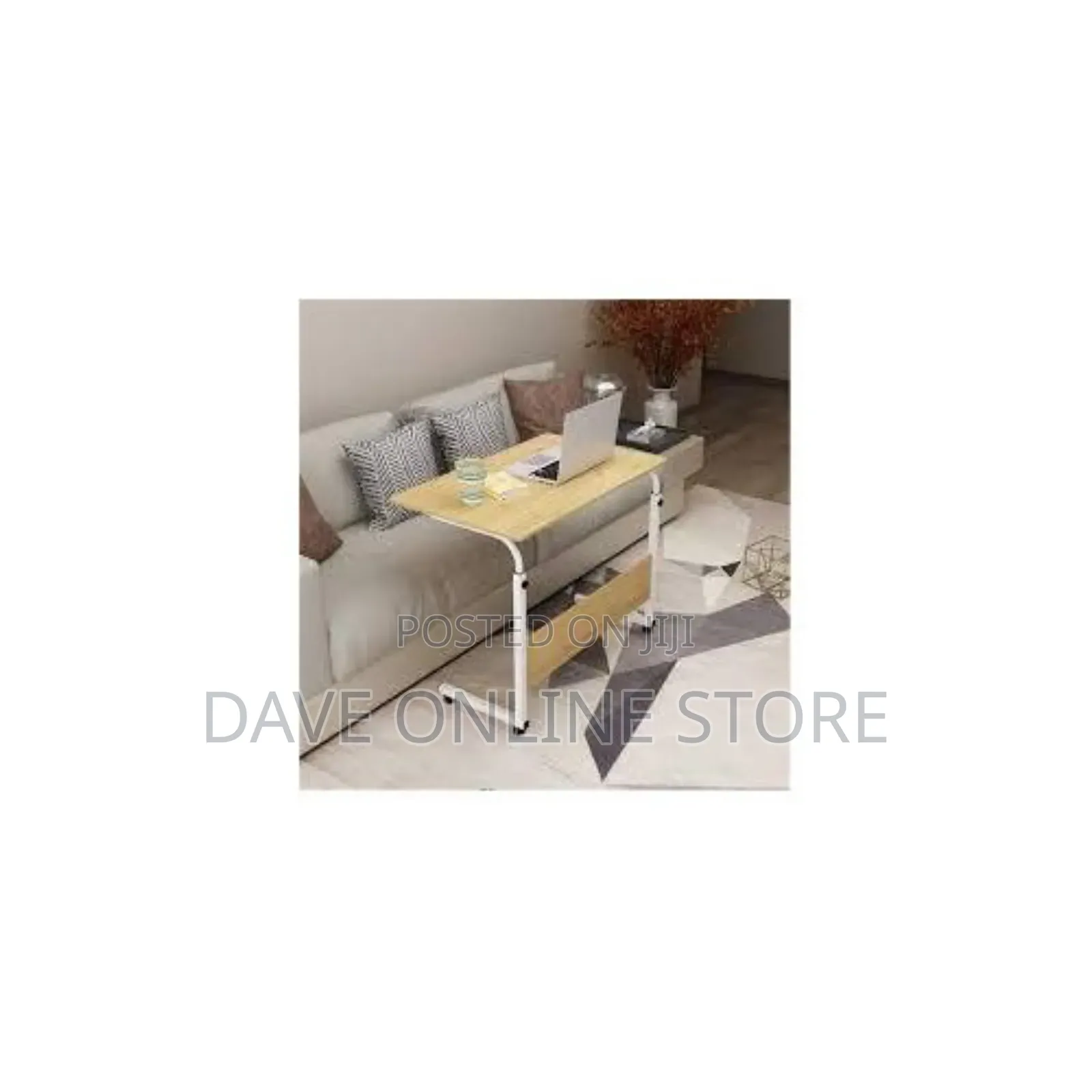 Adjustable Rollable Table - Brown and White