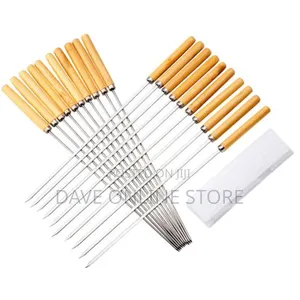 12PCS Barbecue Skewer Grilling Kabob Reusable Metal Skewers