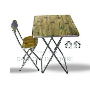 Folding Reading / Dining Table and Chair - Brown Cherry