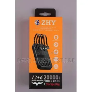 Zhy 20,000mah Power Bank With Four Useful Cables and 2 Ports
