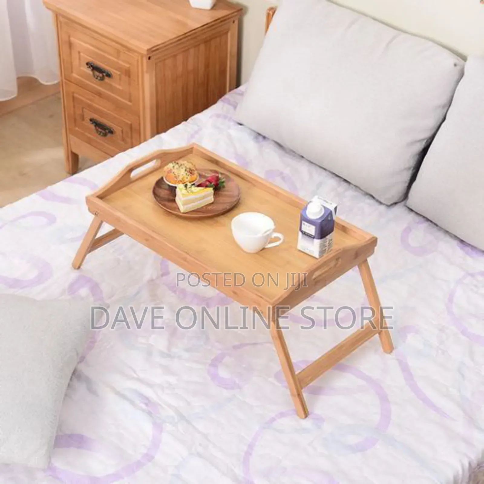 Wooden Foldable Portable Bed Table Food Serving Lap Tray -