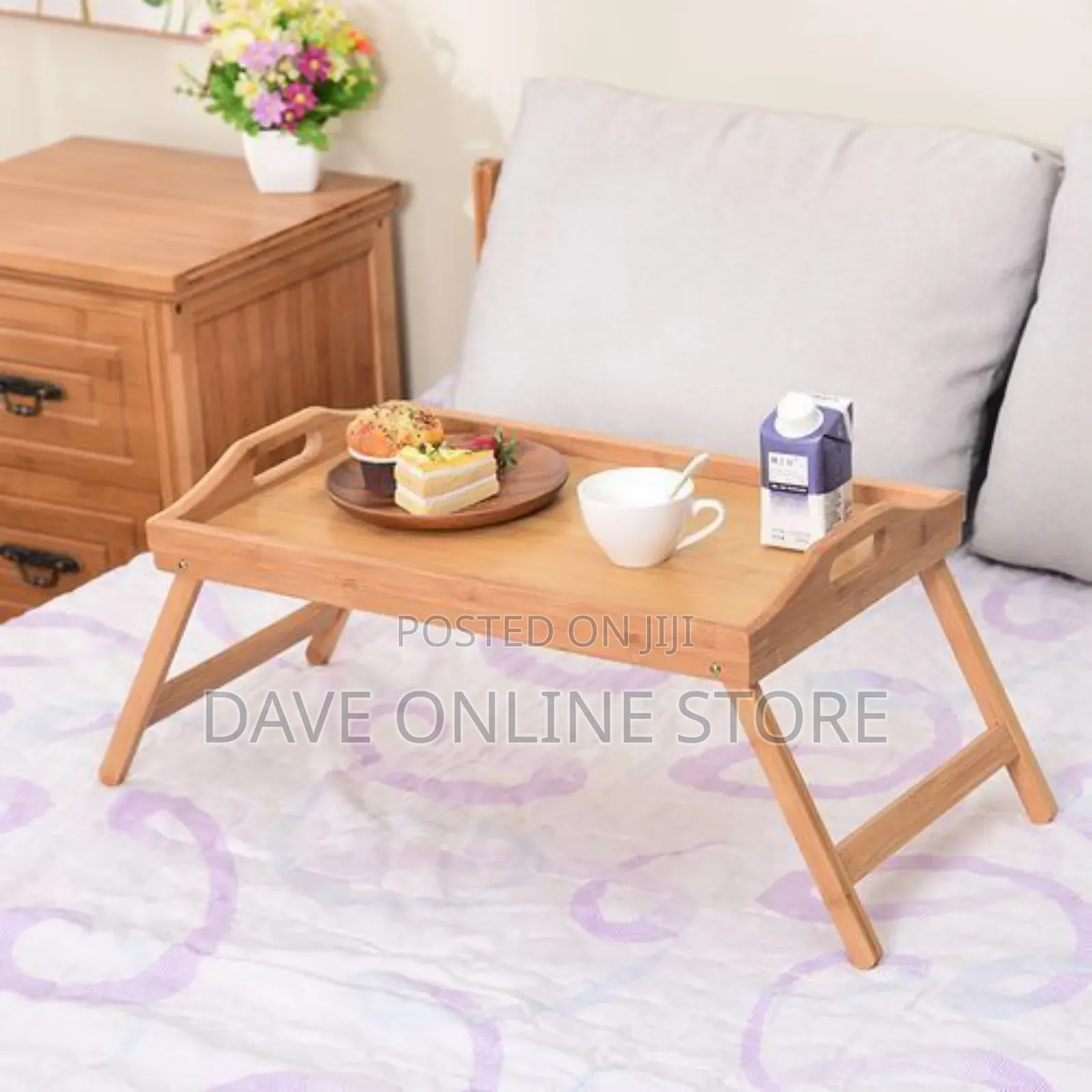 Wooden Foldable Portable Bed Table Food Serving Lap Tray -
