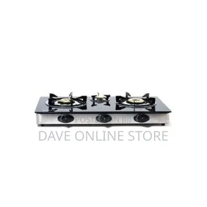 Saachi Glass 3 Burner Gas Cooker - Black