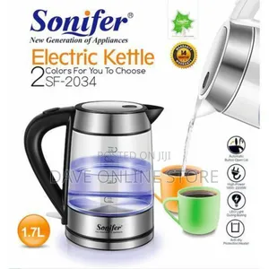 Sonifer 1.7 Litre Glass Electric Kettle - Silver.