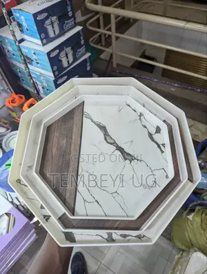 Set of 3 Hexagon Marble Touch Melamine Trays