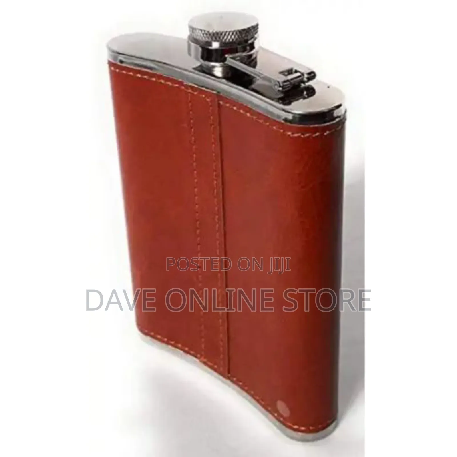 Stainless Steel With Leather Whiskey Flask - Brown