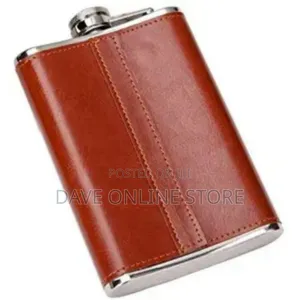 Stainless Steel With Leather Whiskey Flask - Brown
