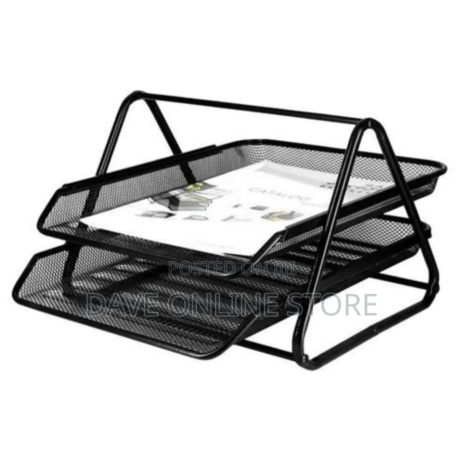 2 Layers Office Tray, Mettalic - Black