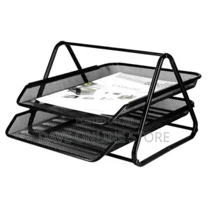 2 Layers Office Tray, Mettalic - Black