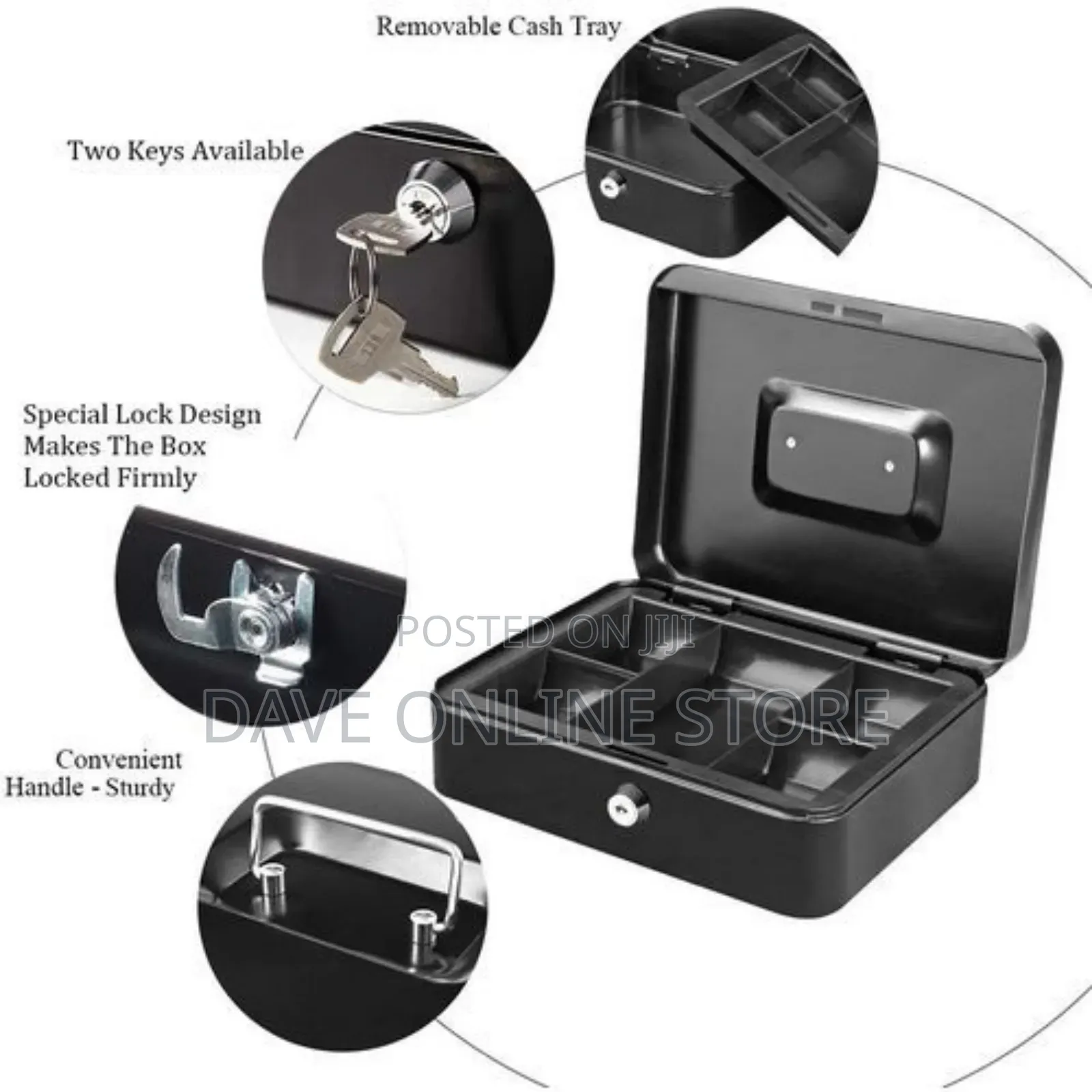 Office Cash/Cheque Box - Black