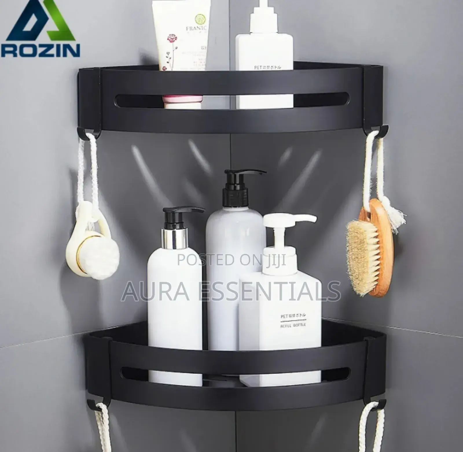 2 PCS Nail Free Aluminum Bathroom Kitchen Rack