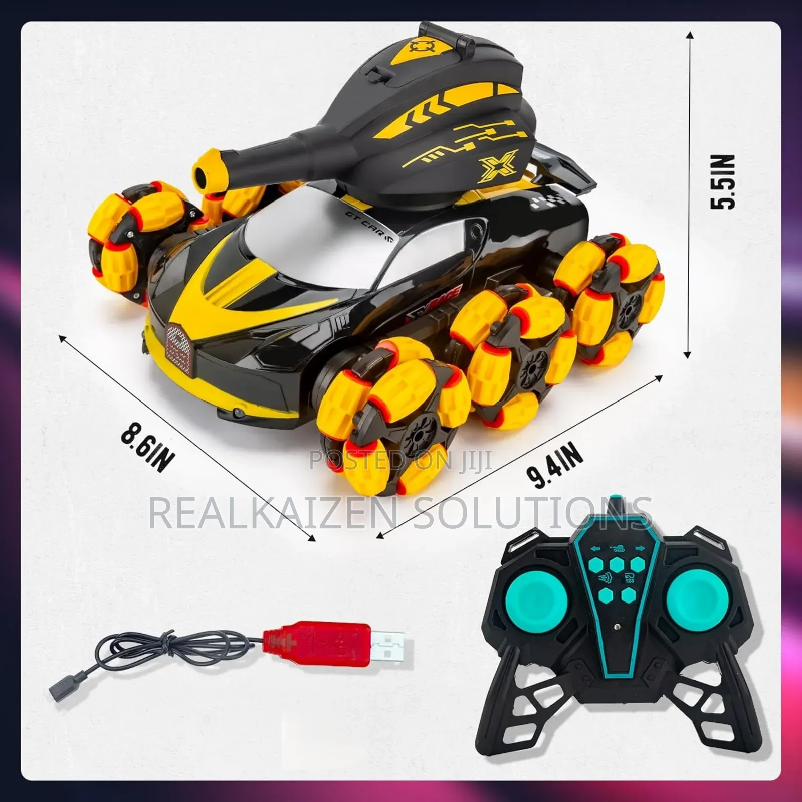 ALKINOOS 6 Wheel Spray Drift Stunt Remote Control Tank Car