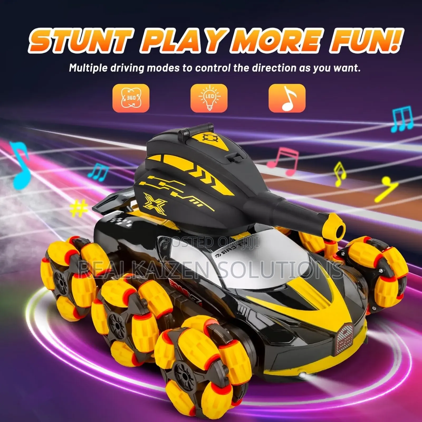 ALKINOOS 6 Wheel Spray Drift Stunt Remote Control Tank Car