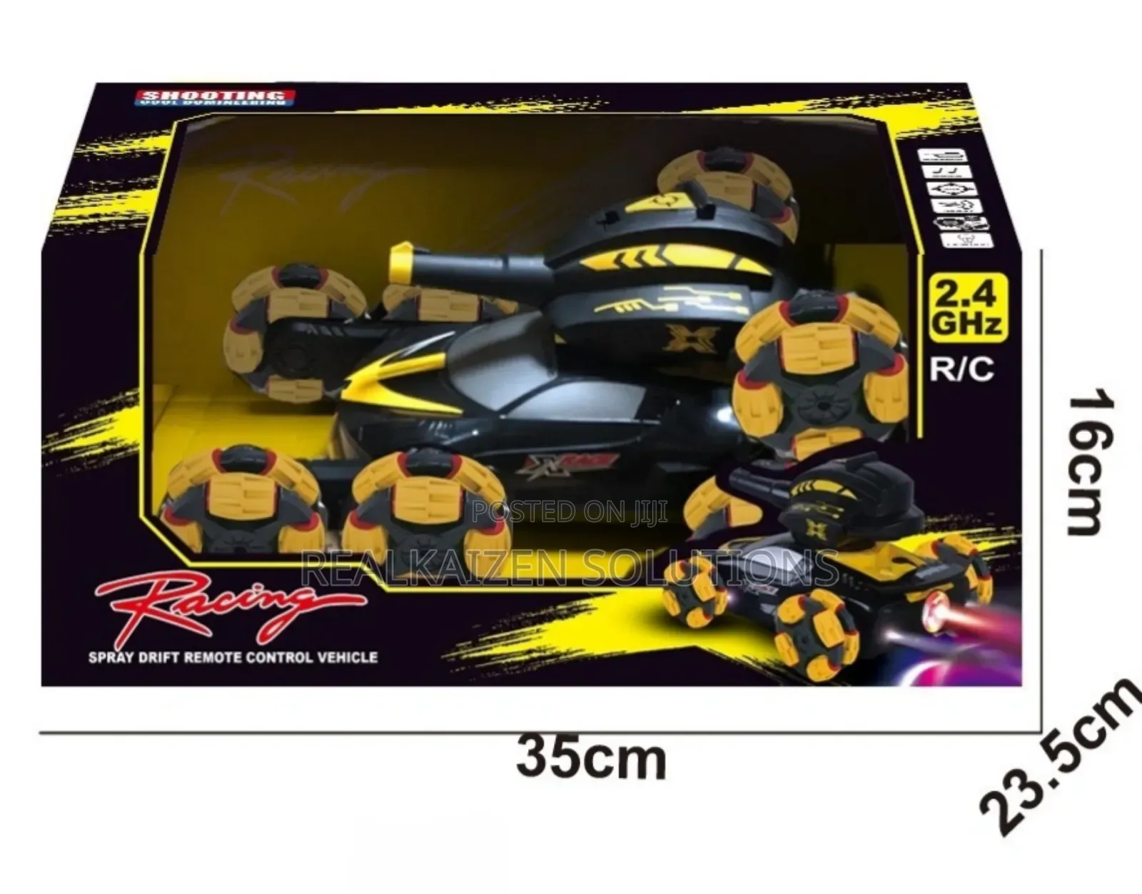 ALKINOOS 6 Wheel Spray Drift Stunt Remote Control Tank Car